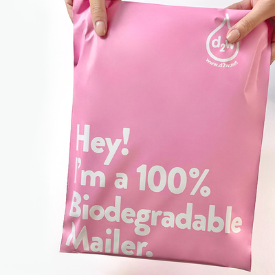 Màu hồng 100% phân hủy sinh học túi bưu điện thân thiện với môi trường Mailers tùy chỉnh