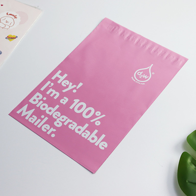 Màu hồng 100% phân hủy sinh học túi bưu điện thân thiện với môi trường Mailers tùy chỉnh